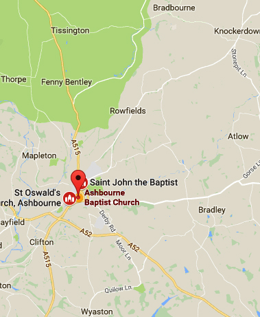 Map Route planning: Boys' Brigade (Ashbourne Baptist Church) Derbyshire